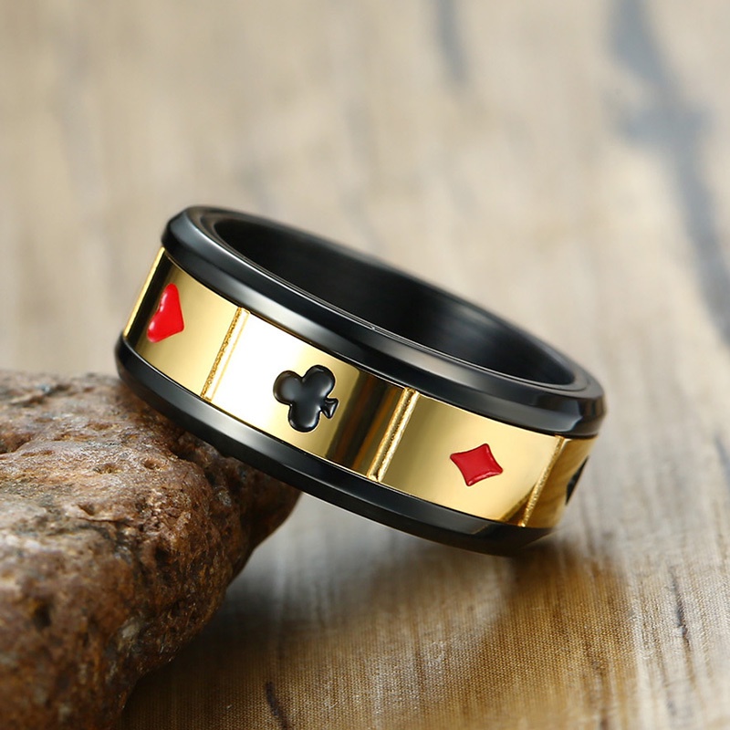 8mm Spinner Stainless Steel Spinning Spinner Ring Black Color Lucky ...