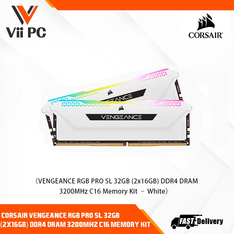 CORSAIR VENGEANCE RGB PRO SL 32GB (2x16GB) DDR4 3200Mhz C16 Memory