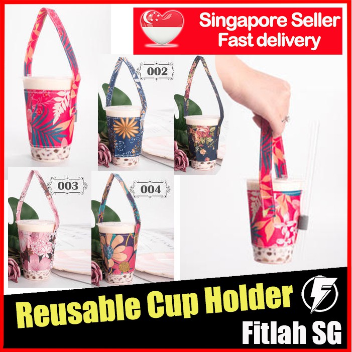 Bubble Tea Cup Holder Reusable Coffee Cup Holder With Straw Holder Slot