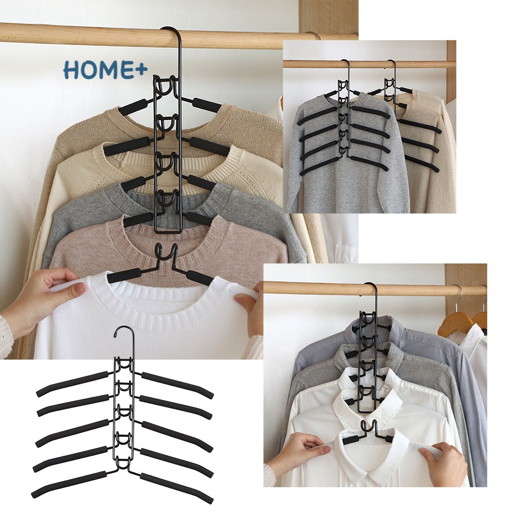 5 In 1 Multi-Layer Clothes Hangers Space-Saving Multiple Non-Slip ...