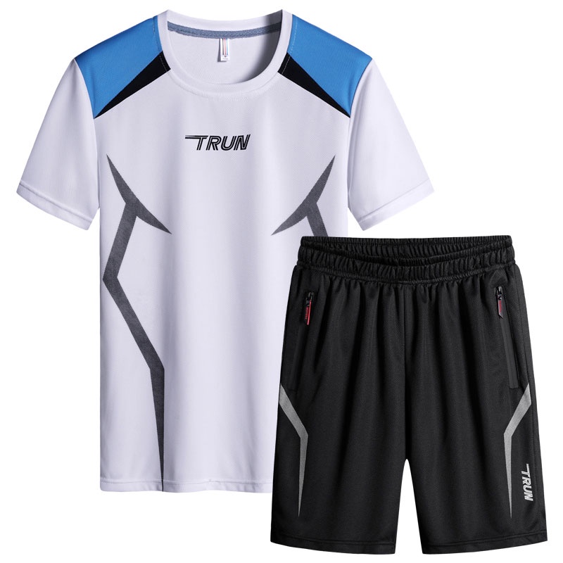 Men T-shirt Short Sleeve Tshirt + Shorts Sets Round Neck T shirt Korean Men Clothing M-5XL