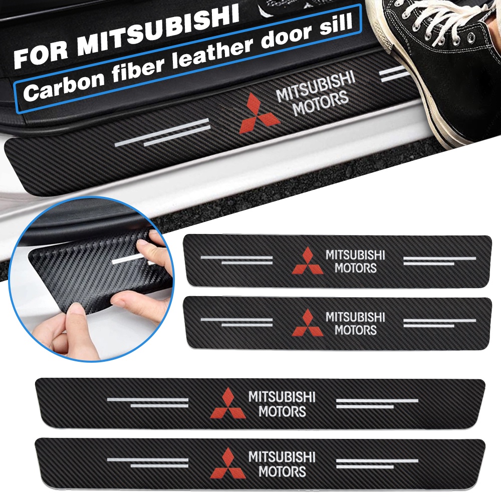 4Pcs Carbon Fiber Car Door Threshold Sill Protector Stickers For Mitsubishi Outlander Ralliart ASX Lancer Mirage Accessories