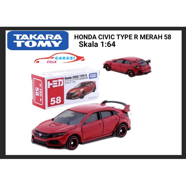 MERAH Diecast Takara Tomy Honda Civic Type R Red 58 Tomica | Shopee ...