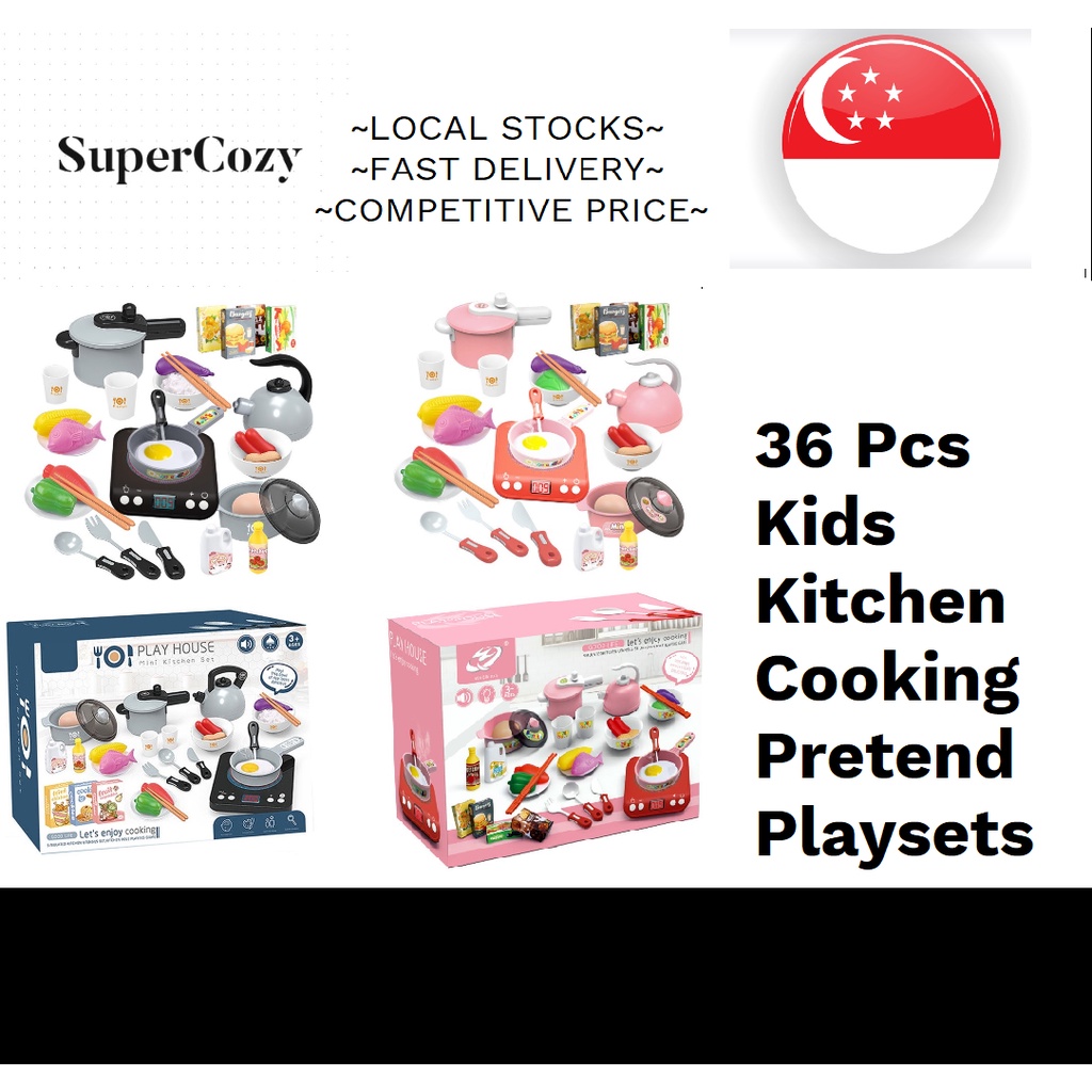 ?CHEAPEST!!!? 36 Pcs Kids Kitchen Pretend Playsets Pretend Play Toys Play House Cooking Early Learning Simulation Kids