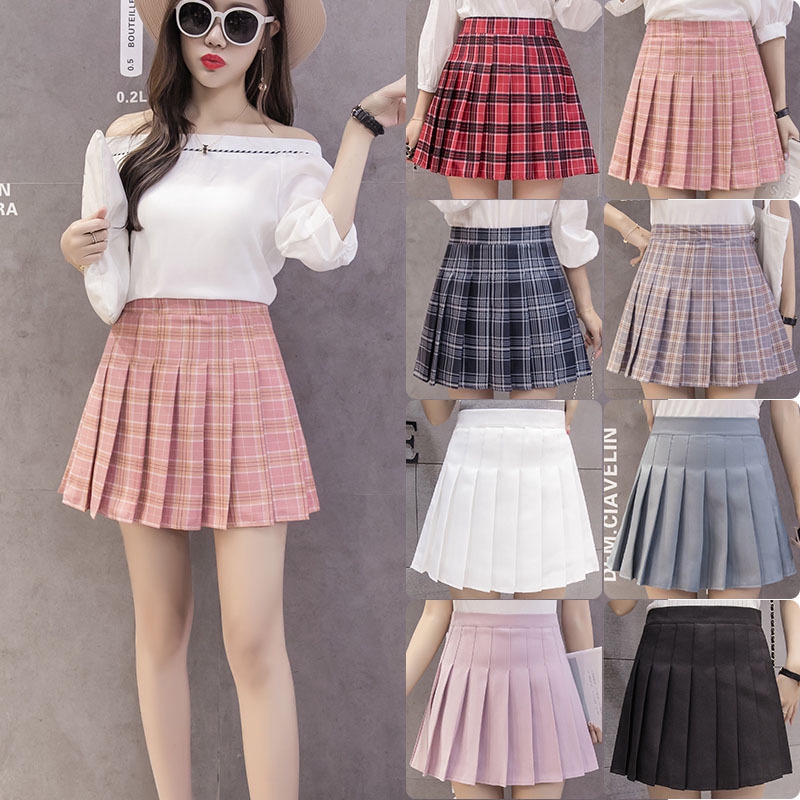 Plaid Pleated Skirt Short Skirt Female Summer Students Korean Spring ...