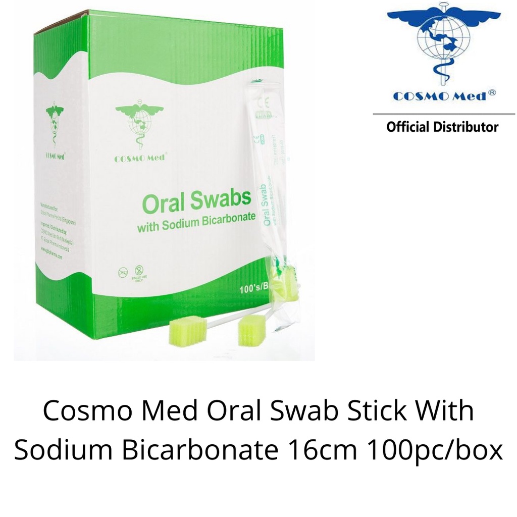 Cosmo Med Oral Swab Stick With Sodium Bicarbonate 16cm 100pc/box