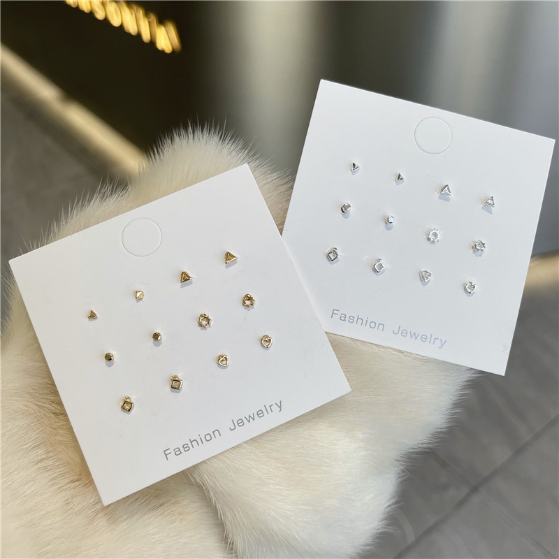 6 Pairs /Set Newest Geometric Small Metal Stud Earring Fashion Jewelry for Women
