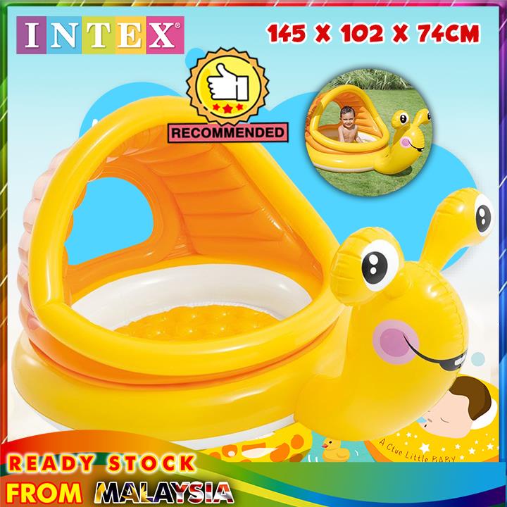 INTEX 57124 Inflatable Lazy Snail Shade Baby Pool with Builtin Round