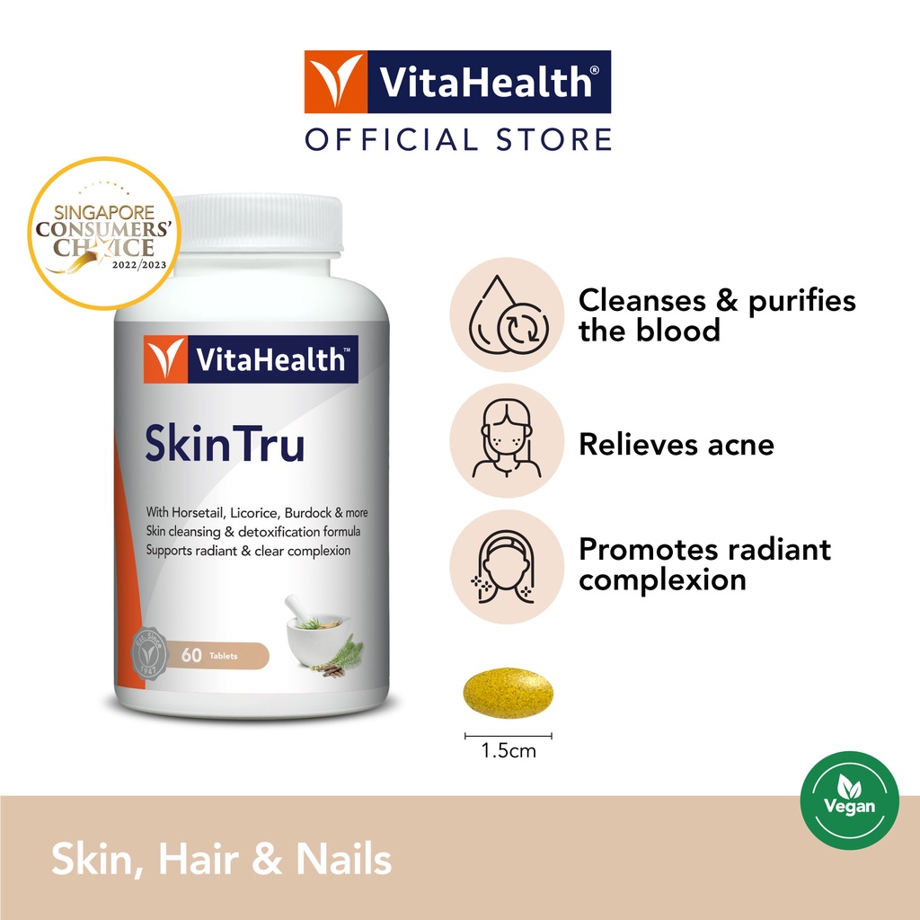 Skin Tru 60s (Acgon)  [EXP 02-2024] - Relieves acne and supports clear complexion, Vegetarian