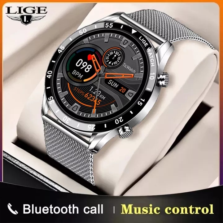 LIGE Men Smart Watch Waterproof Full Touch Screen Luxury Sport Fitness Watch Bluetooth Phone Smart Watch For Men