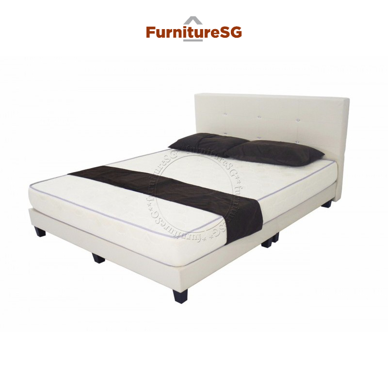 White Bed Frame with Foam Mattress Set (Queen) Shopee Singapore