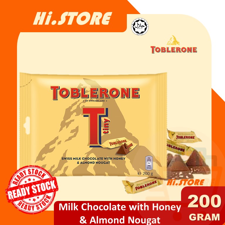 Toblerone Tiny Swiss Milk Chocolate with Honey & Almond Nougat Sharebag  200g choco bit HALAL