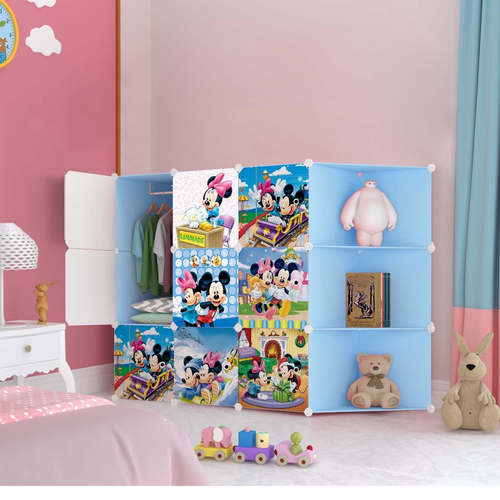 MICKEY BLUE 9 cube corner DIY Multipurpose Wardrobe Cabinet Clothes ...