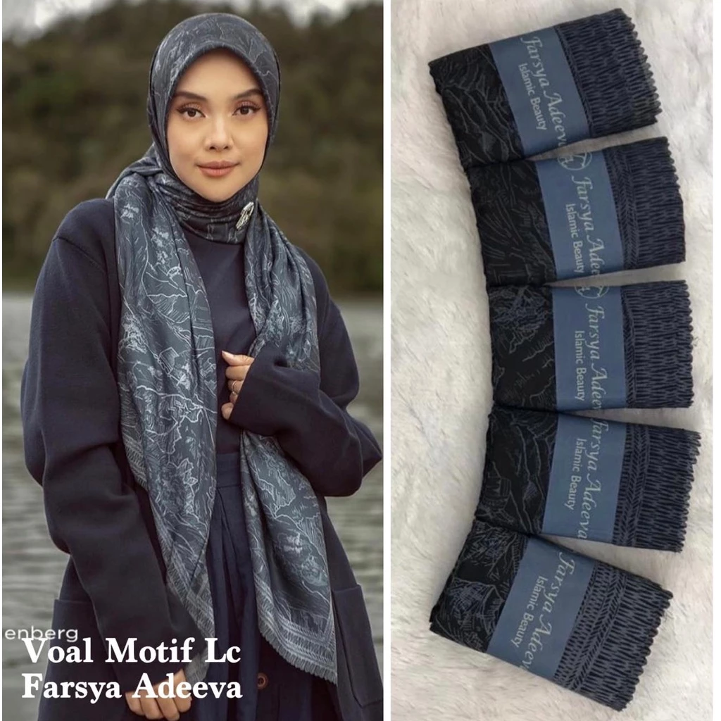 Hijab Segi Empat Denay / Hijab Voal Motif Lasercut - Gambar 3