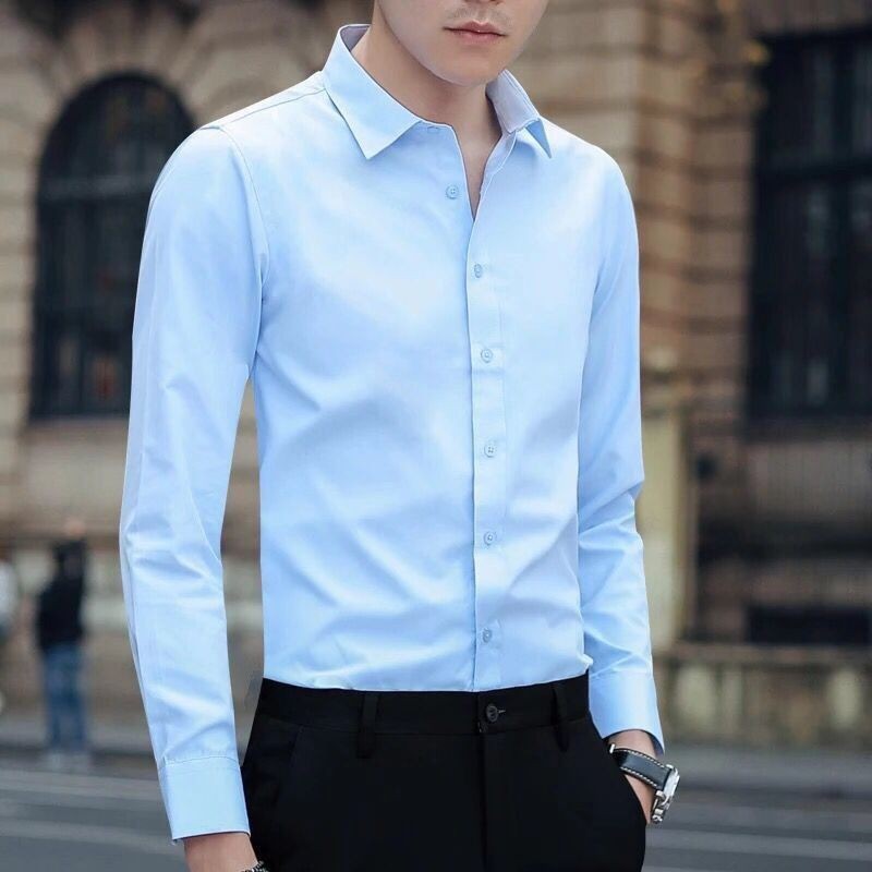 Men Business Casual Plus Social Dress Shirt Long Sleeved Shirt Cotton ...