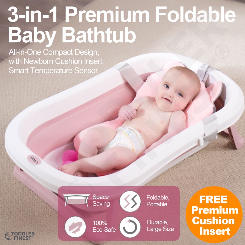 ToddlerFinest 3-in-1 Foldable Baby Bath Tub - Soft Hypoallergenic ...