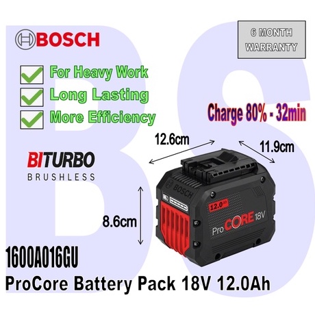 Batterie Bosch ProCore 18V, 12,0Ah, 1600A016GU, compatible