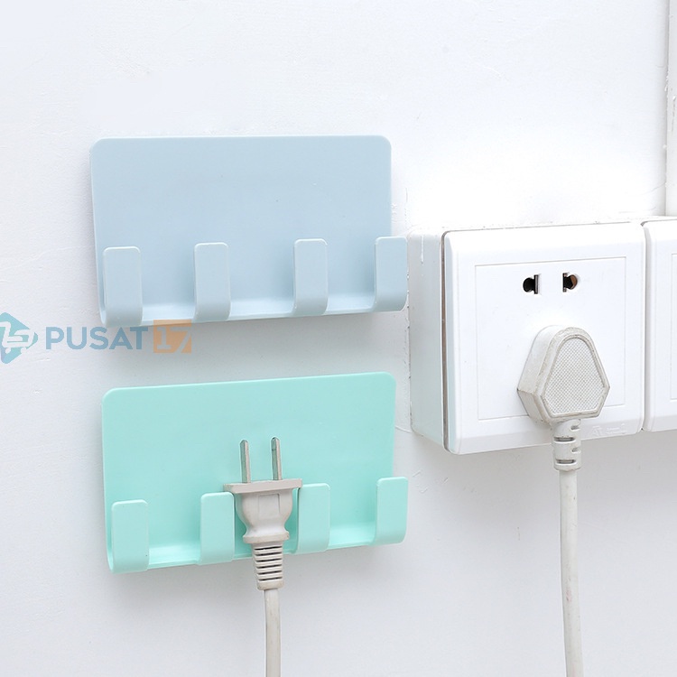 PUSAT17 GANTUNGAN TEMPEL DINDING 4 KAIT / GANTUNGAN BAJU / GANTUNGAN KAMAR MANDI DAPUR/ RAK CHARGER HP TEMPEL HOOK AJAIB / GANTUNGAN COLOKAN - Gambar 3