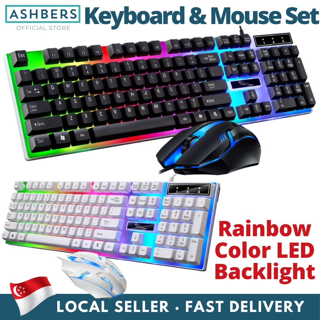 Keyboard and Mouse set Wired USB Gaming Mouse Keyboard with rainbow