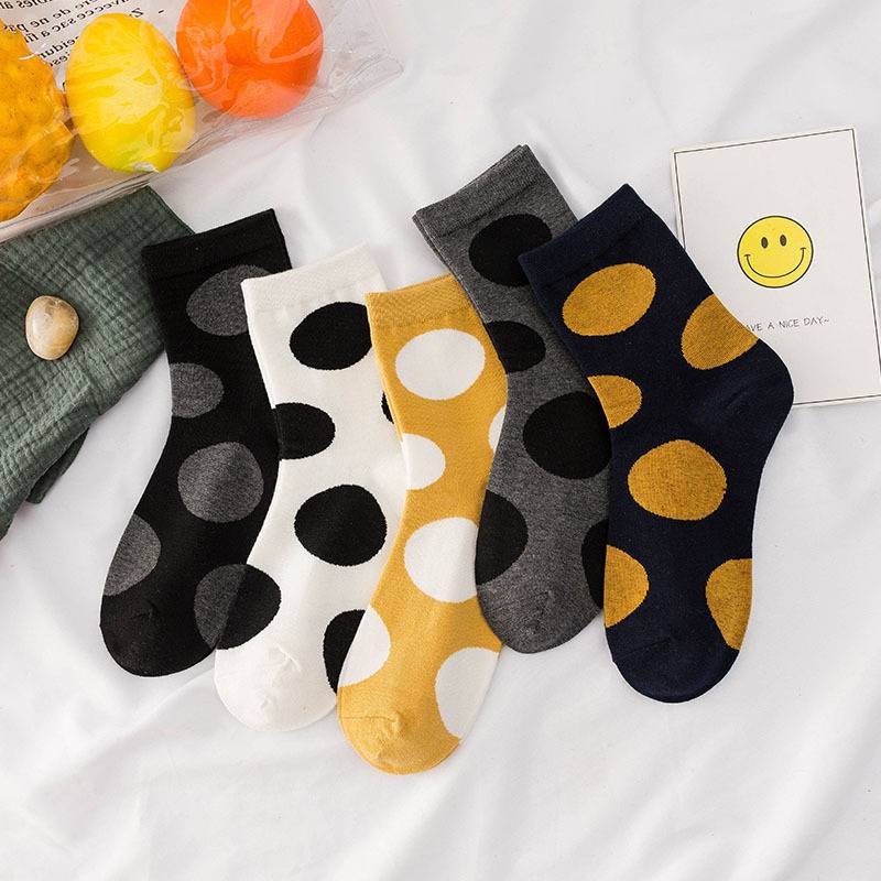1 Pair Korean Style Women Cute Large Dot Point Cartoon Color Socks ( 5 ...