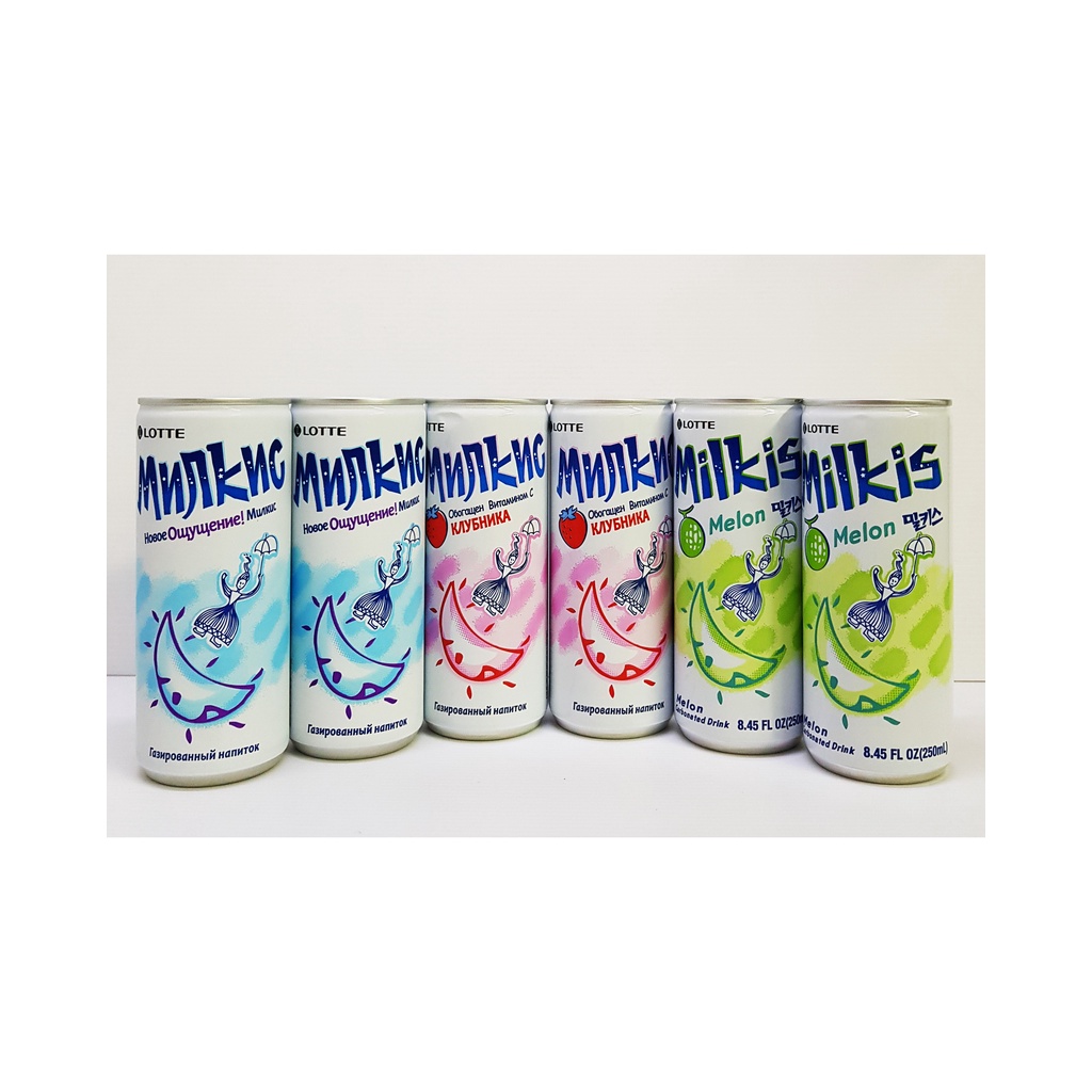 Lotte Milkis Milk & Yoghurt Soda 6 Pack Sampler Pack - (6 x 250ml Can ...