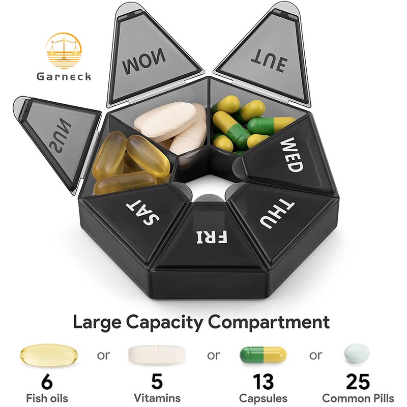 Garneck Garneck Portable Pill Box Portable Mini 7 Corners 7 Days ...
