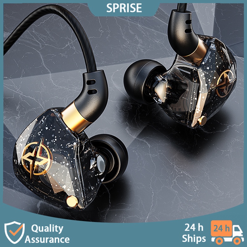 SPRISE New X6 Deep Bass Dynamic Wired Earphone With Mic Black Diamond