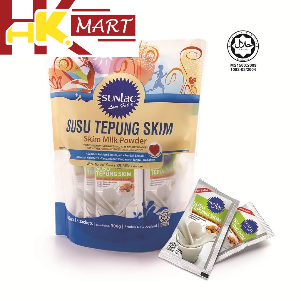 Sunlac Low Fat Skim Milk Powder (20g x 15sachet)300g | Shopee Singapore