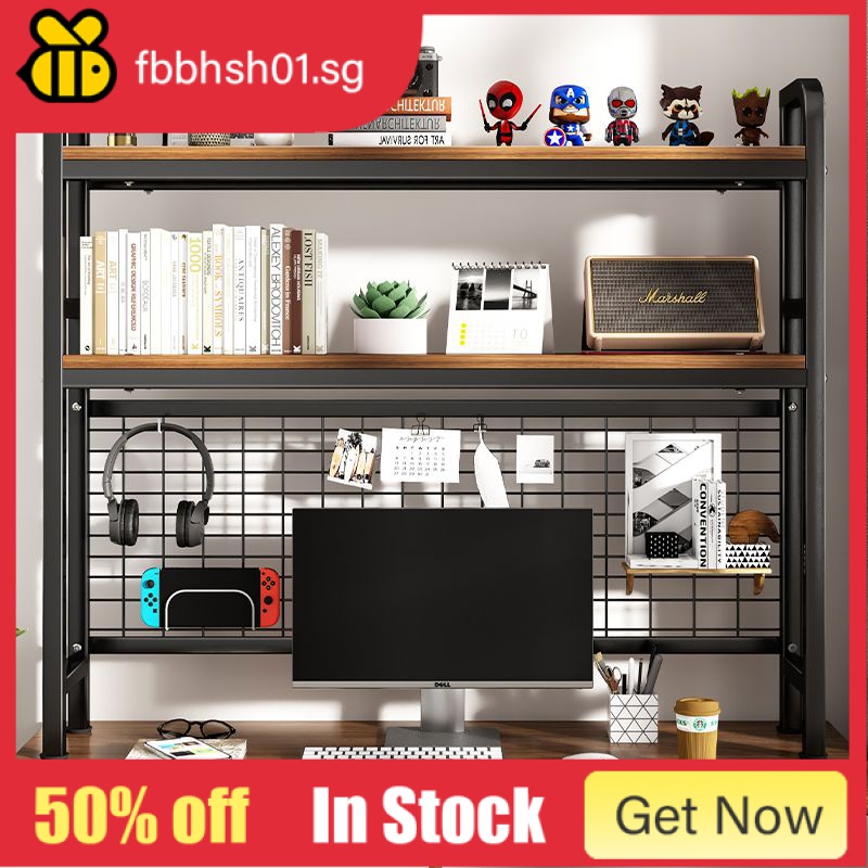 With Grid Bookshelf Storage Rack Desk Desktop MultiLayer Shelf Household Student Computer Hole