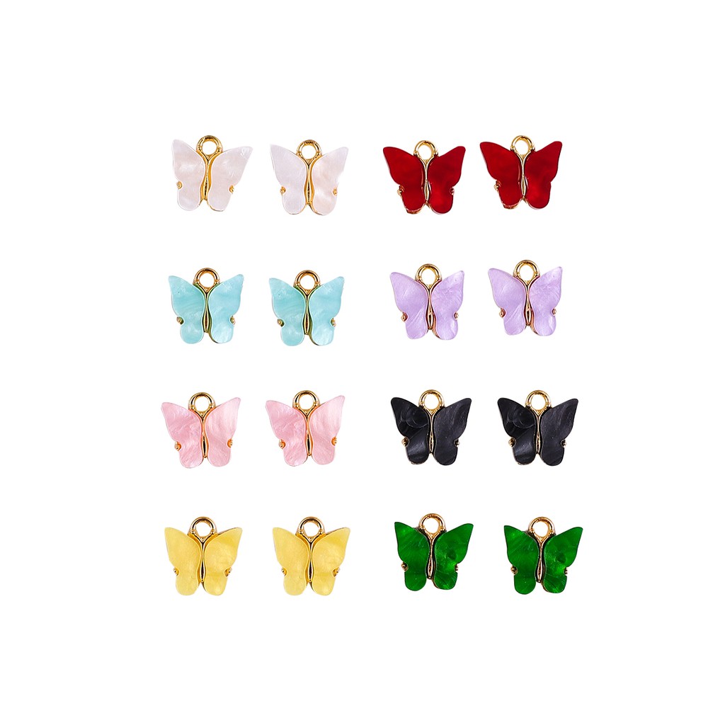 13*12.5mm 4pcs/10pcs/Bag Acrylic Butterfly Fashion Beads Charms For Making DIY Earrings Necklaces Jewelry Accessories