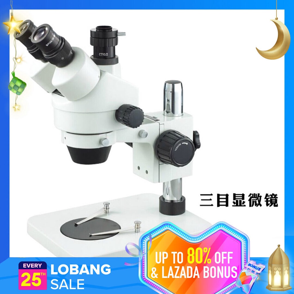 Trinocular Stereo Microscope 745x Continuous Zoom Light Feeding Repair