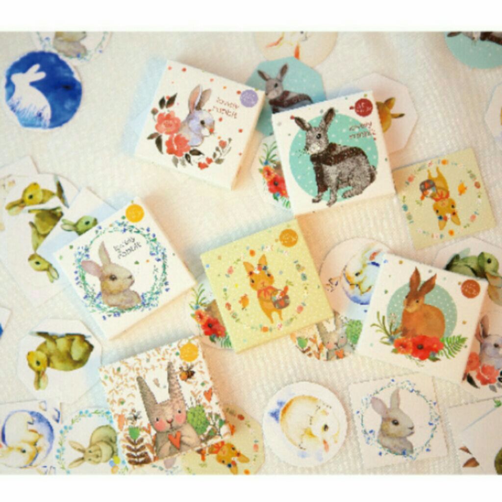 Rabbit mini sticker box ( Variety kinds of adorable rabbits- 45pcs ...