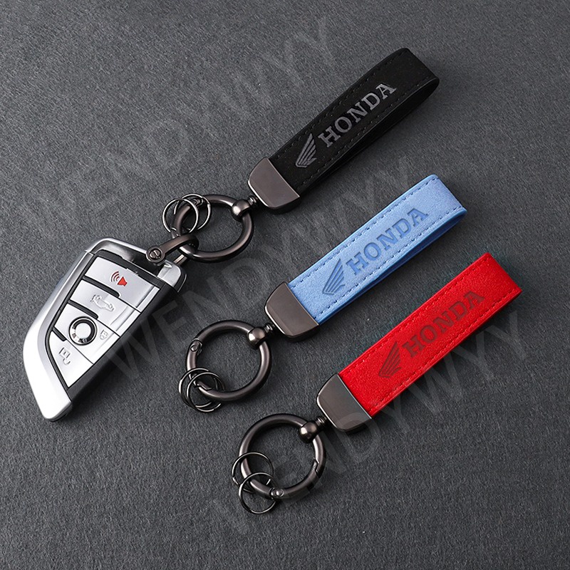 Car Key Chain Luxury Genuine Leather Keychain Pure Color Buckle Key Ring Car  Accessories Gift Car