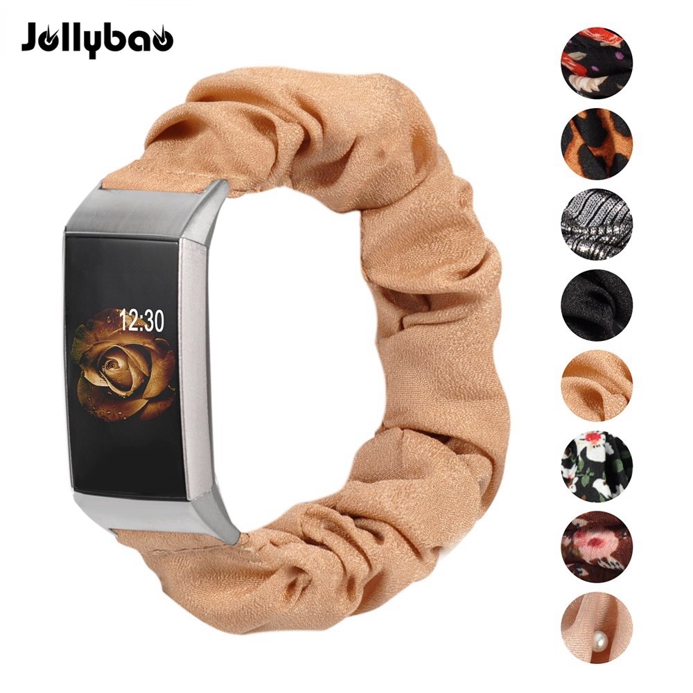 Jollybao Fabric Scrunchies Band for Fitbit Charge 4 Leisure Sport