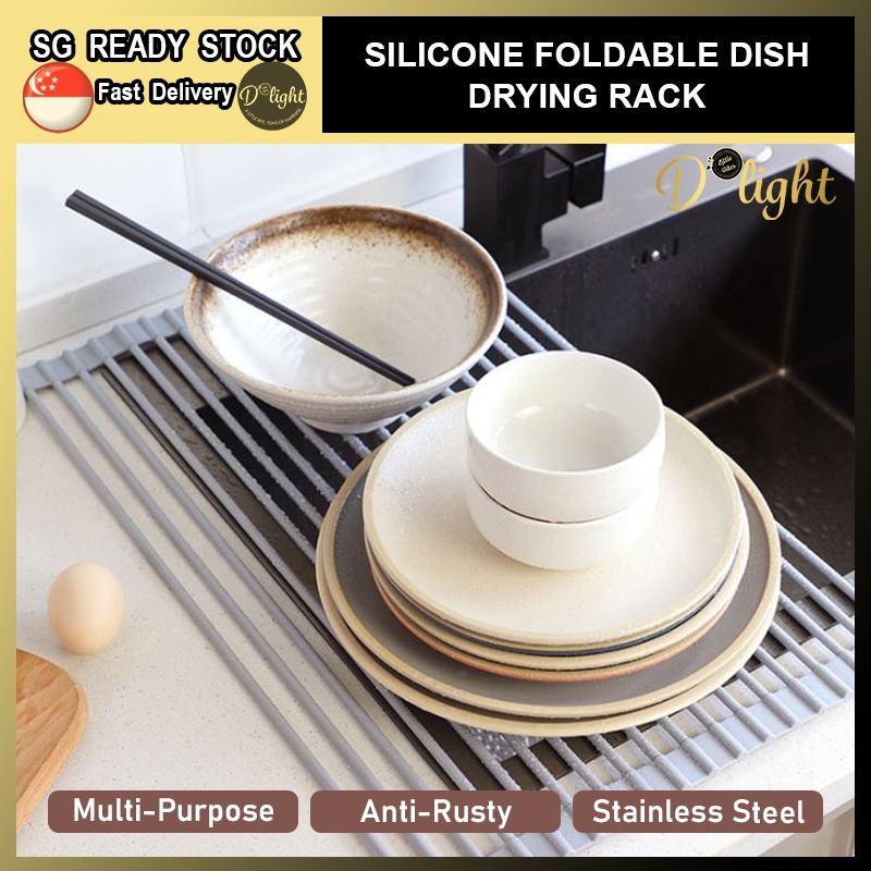 Dlight Silicone Foldable Dish Drying Rack Modern Stainless Steel Roll ...