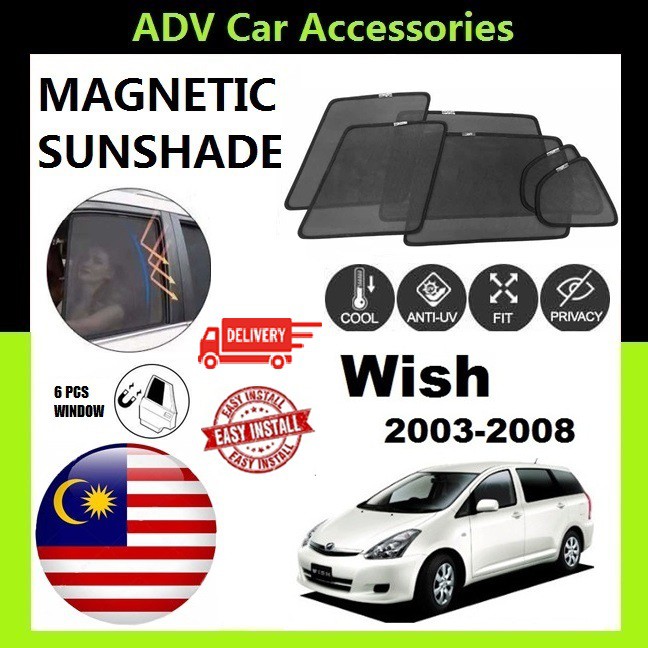 toyota wish 2003-2022 adv magnetic sunshade [6pcs]
