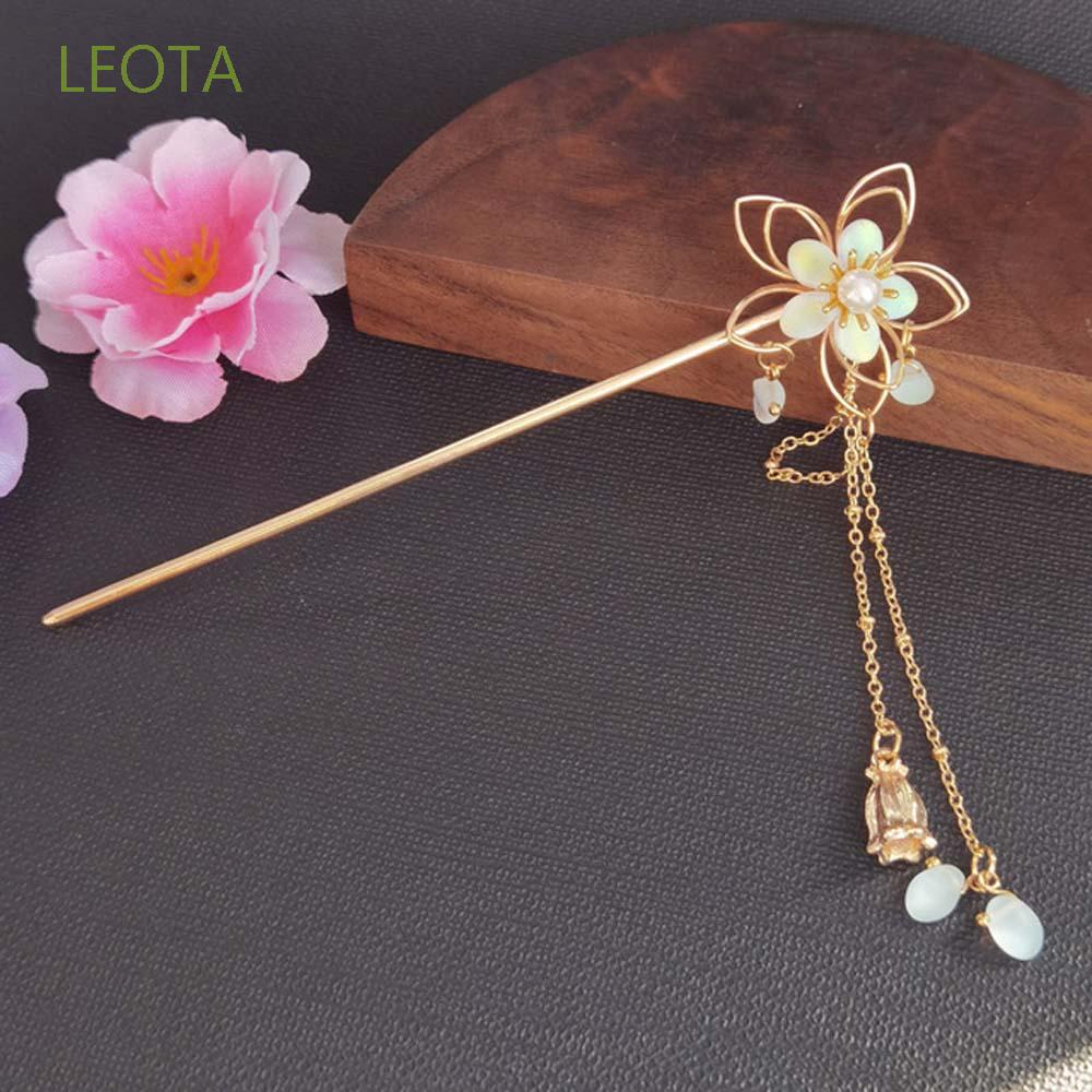 LEOTA Fashion Hanfu Hair Stick Antiquity Alloy Flower Hairpin Long Tassel  Chinese Classic For Women Handwork Vintage Hair Accessories/Multicolor