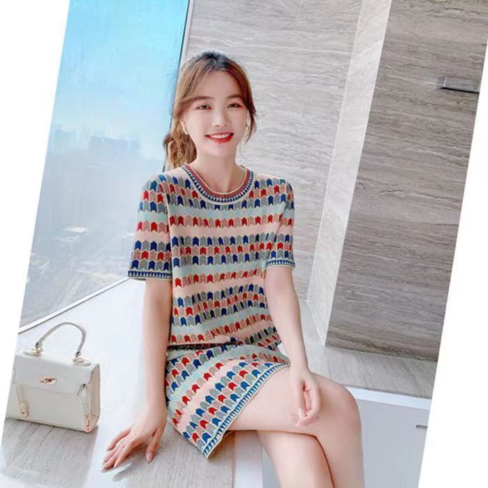 chinese dress ladies Blue V-neck design dress summer women's 2024 new Korean style loose fi –  Lee Nhi Boutique main image 0