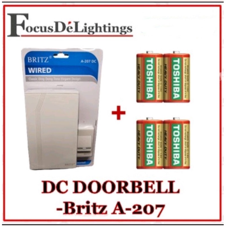 Britz Wired Dc Doorbell A 207 Classic Ding Dong Tone Opt 4 X Batteries Included Shopee