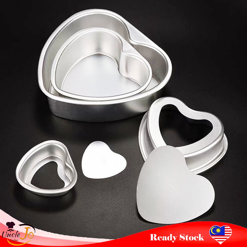 Non Stick Heart shaped Cake Mold Aluminium Alloy Non Stick Loose Base Love shape Cake Tin Mold Loyang Bentuk Hati