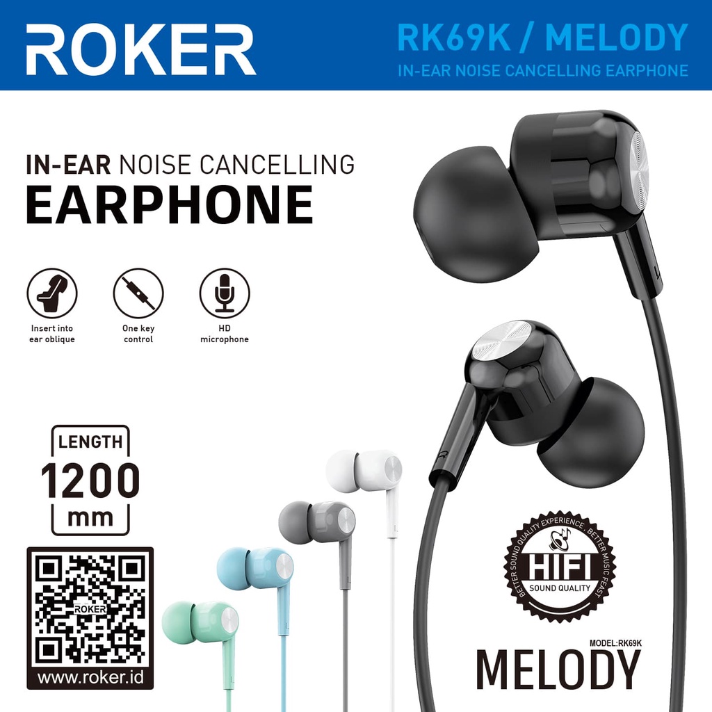 Handsfree / Earphone / Headset Roker Melody rk69k - Gambar 2