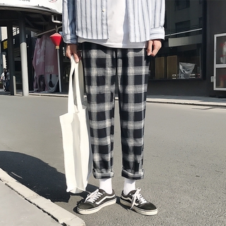 Mens checked clearance jogger trousers