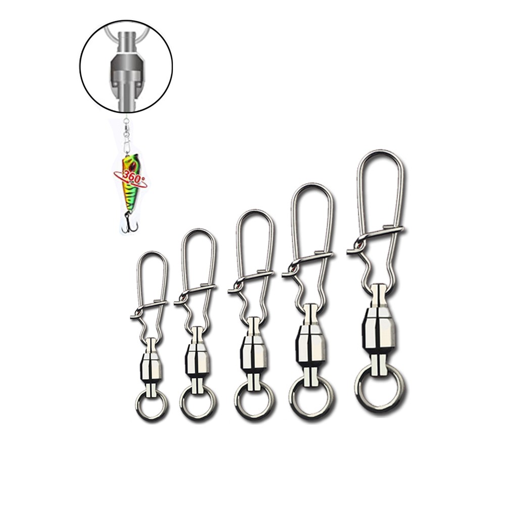 10pcs Duo Lock Snap Fishing Swivels Stainless Barrel Swivels 0-6# Snap  Swivels Ball Bearing Connect Fishing Accessories