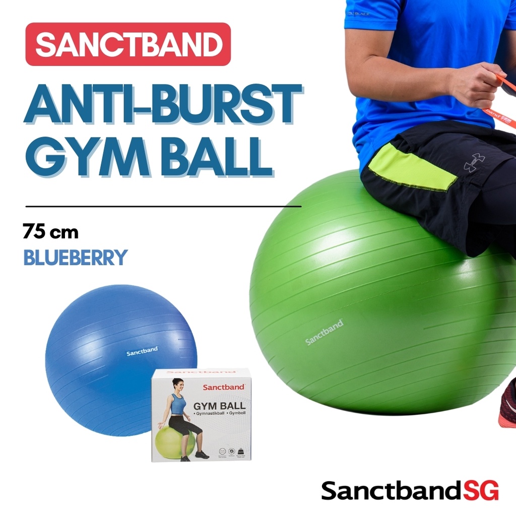 Sanctband Anti Burst Gym Ball Resistance Ball Size 75cm Gymball Blueberry Exercise Ball Shopee Singapore