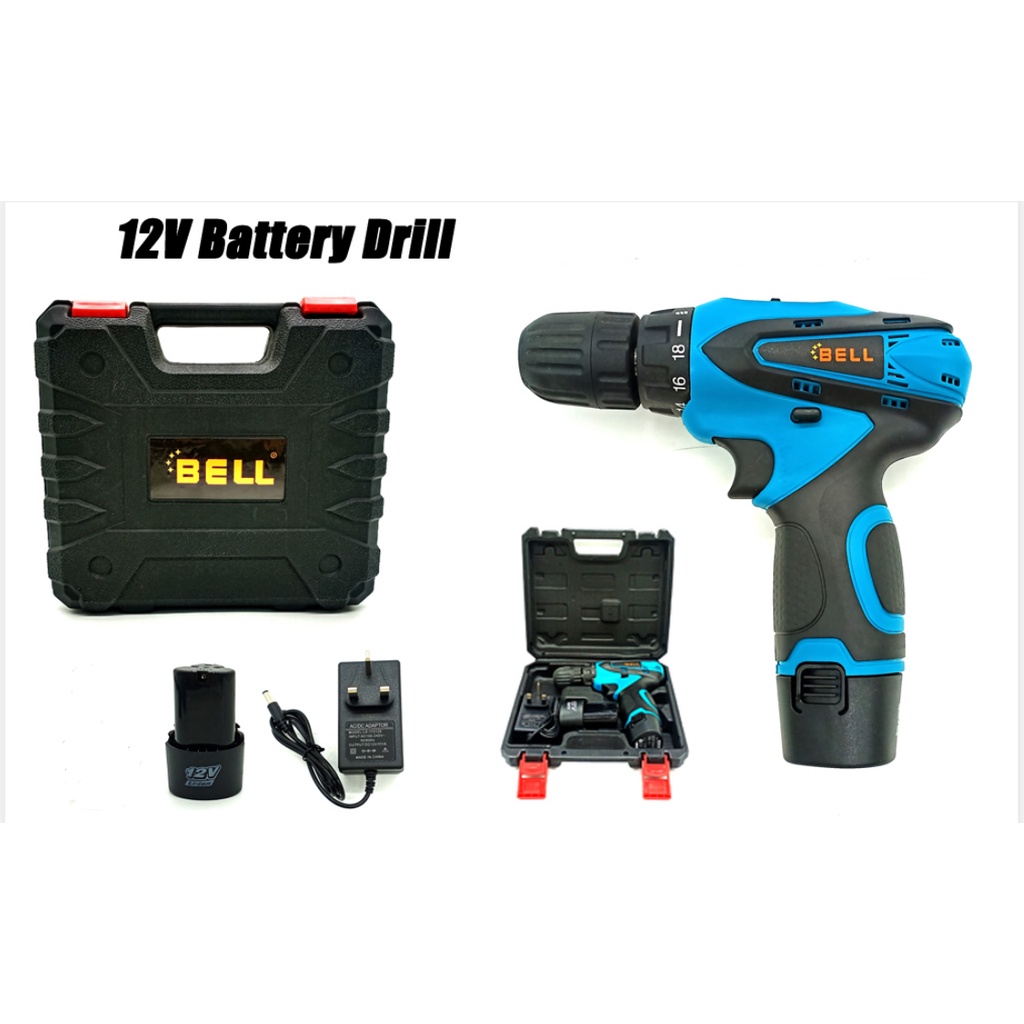 Bell 12v Electric Drill Cordless Screwdriver Lithium Battery Drill