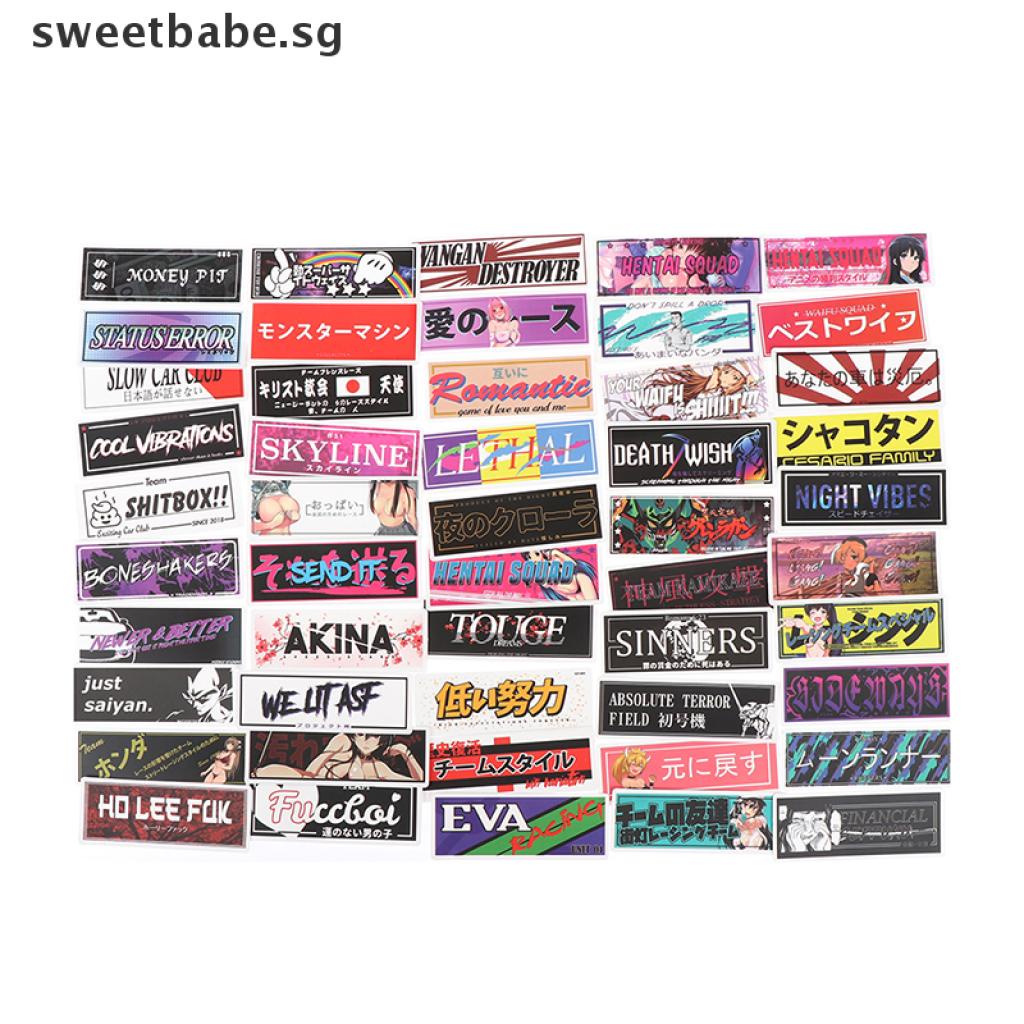 【sweetbabe】 50Pcs Racing JDM Sticker Suitcase Skateboard Laptop Fridge Car Styling Sticker SG