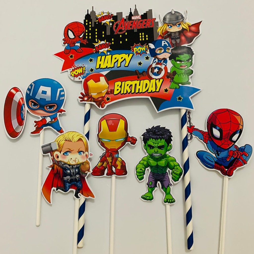Avengers Chibi M4rv3l Birthday Cake Topper Birthday Cake Topper Happy ...