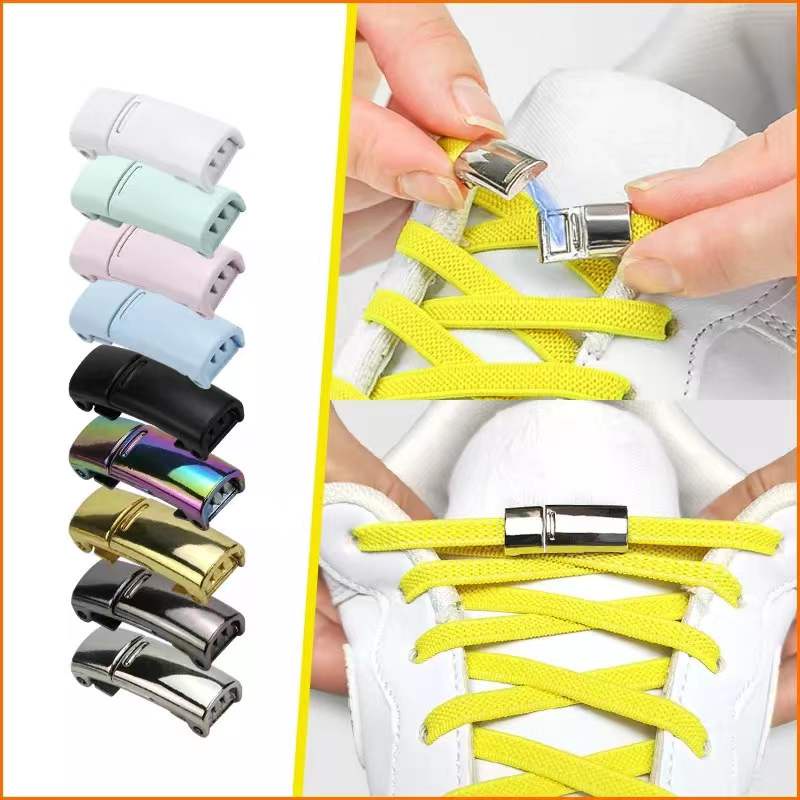 1pair Elastic No Tie Shoelaces Flat Shoe Laces For Adult Sneakers Quick 