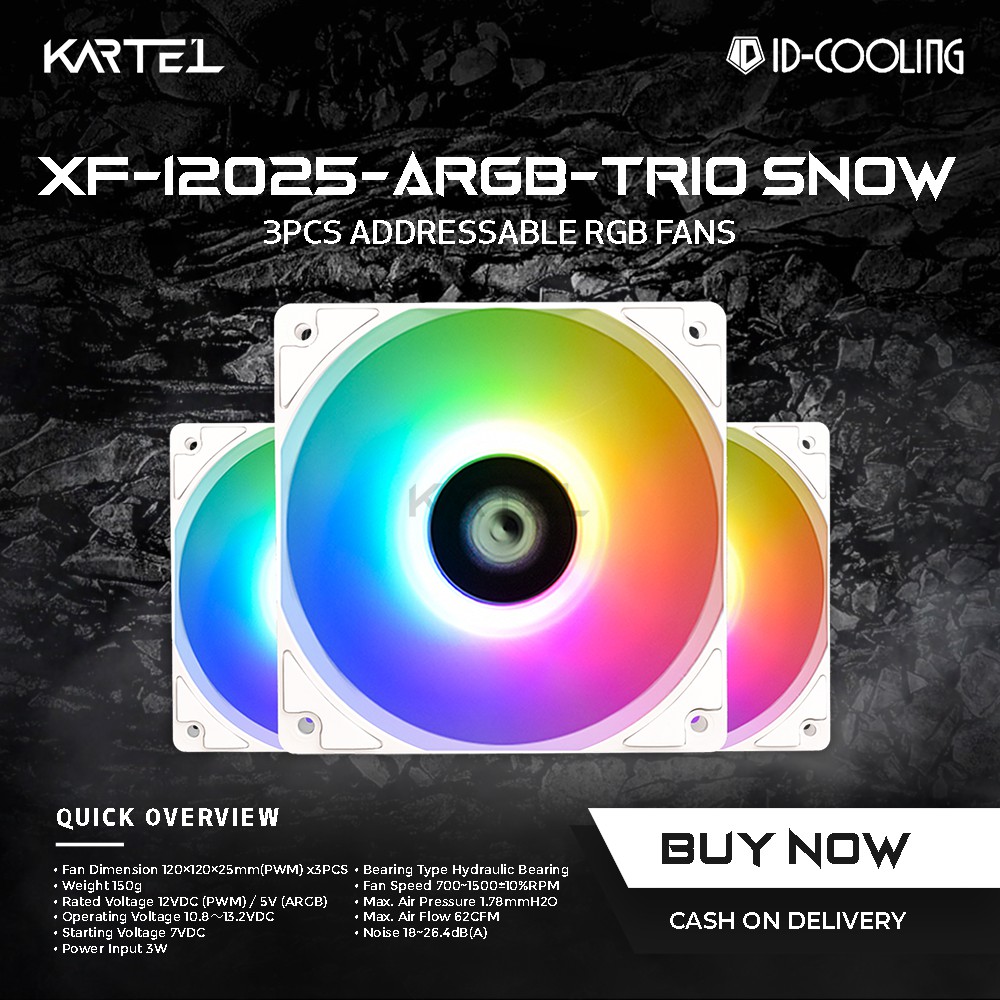 ID COOLING xF-12025-ARGB TRIO Snow Edition | IDCOOLING xF-12025-ARGB ...