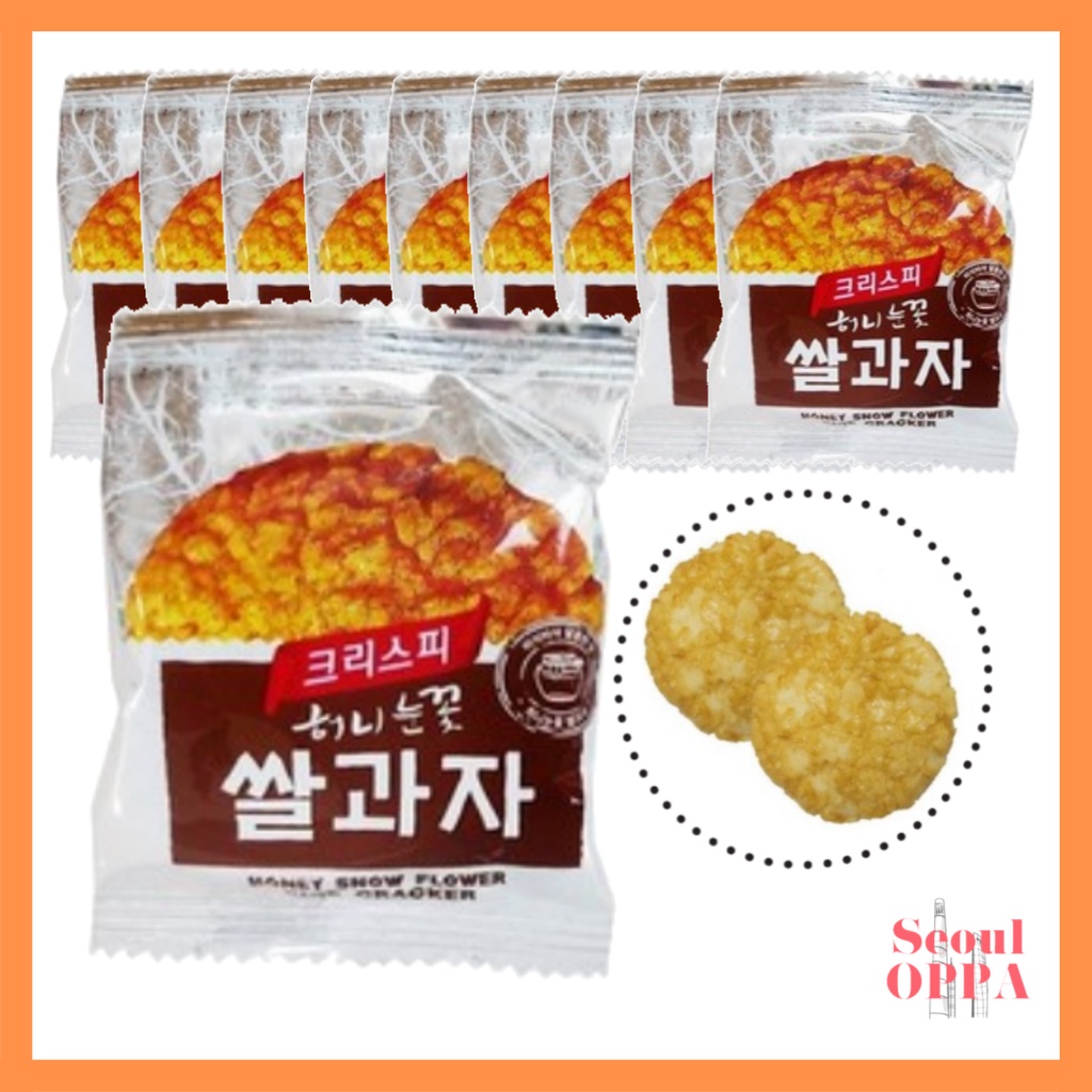 Korean Rice Crackers Snack 10 Pieces Crispy Snow Honey Rice Cracker